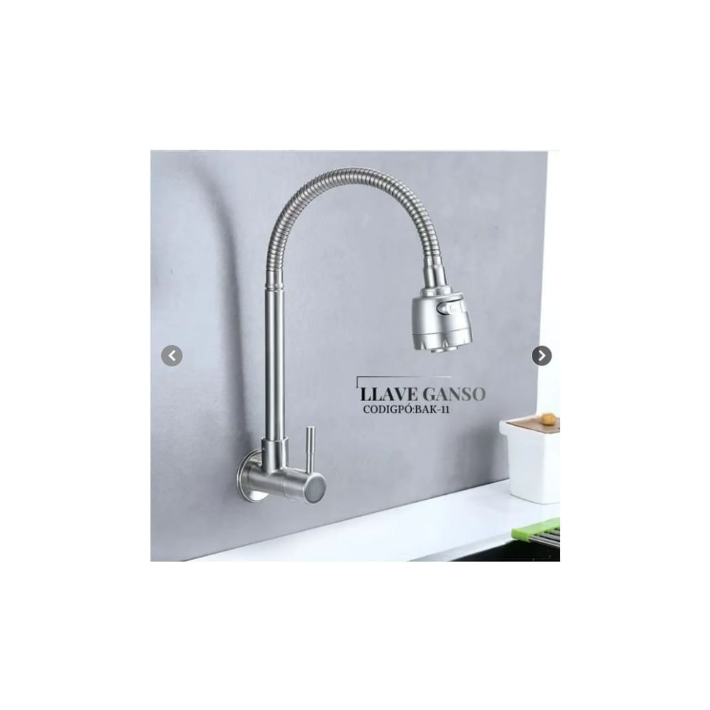LLAVE PARA COCINA A PARED PICO FLEXIBLE CRISTINA ACERO SATINADO