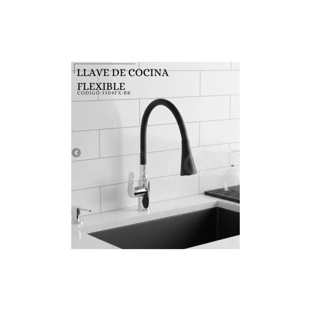 LLAVE DE COCINA PICO FLEXIBLE AL MUEBLE NEGRO