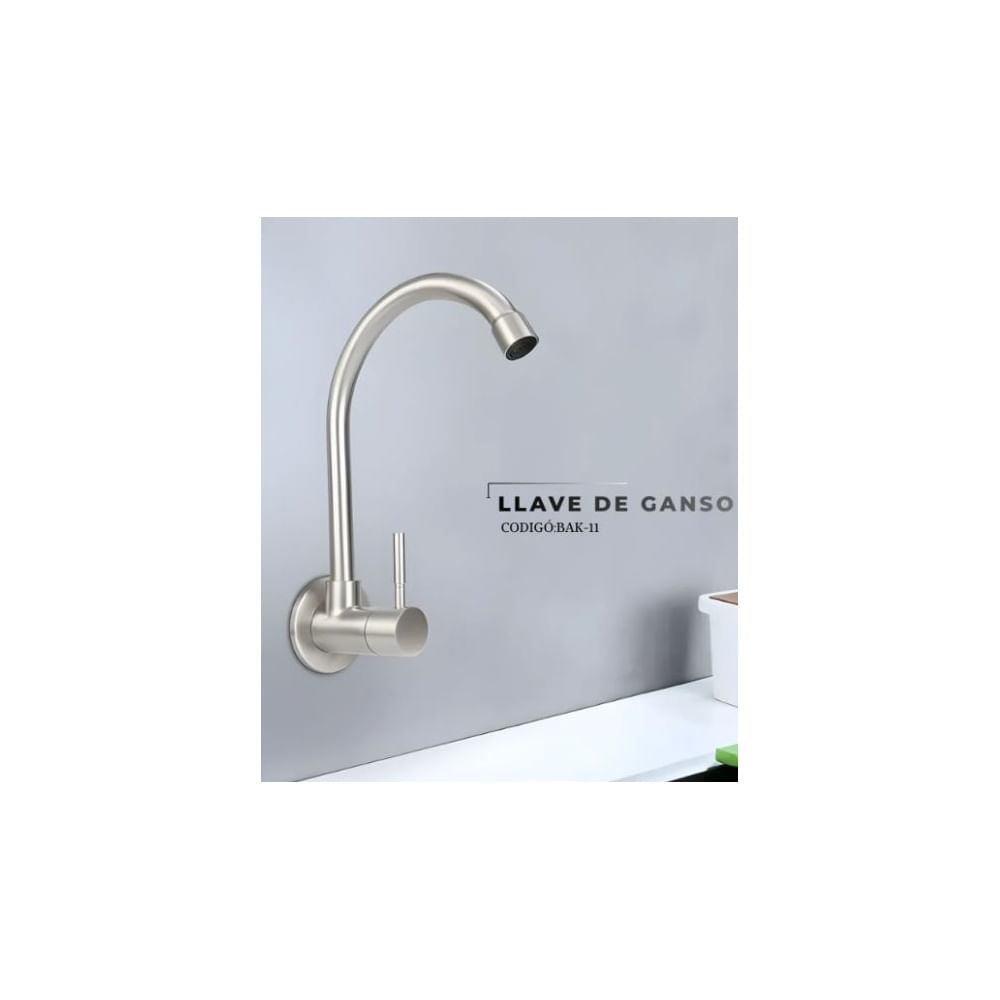 LLAVE PARA COCINA A PARED RIGIDO LIVIANO SATINADO Acero