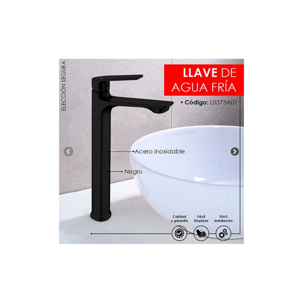 LLAVE PARA LAVATORIO ALTO MUEBLE NEGRO L0373A01 Negro