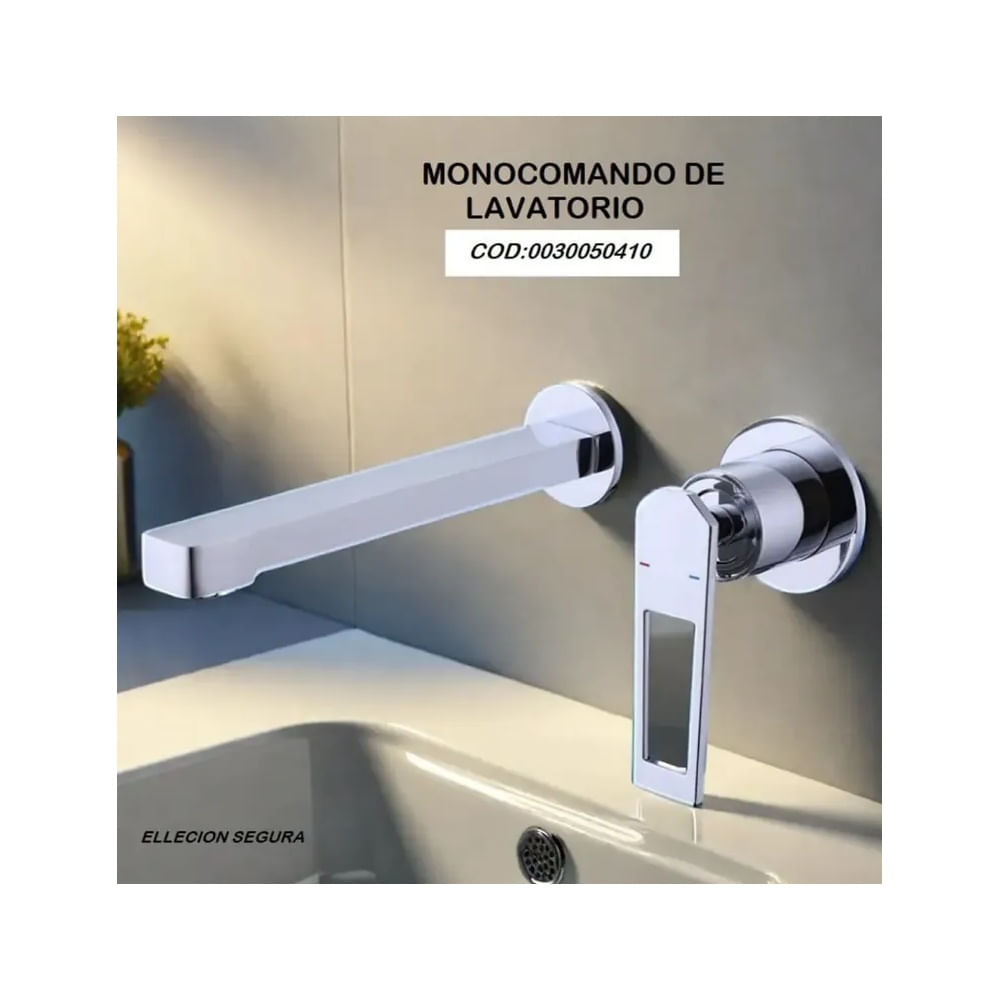 MEZCLADORA MONOCOMANDO DE LAVATORIO A PARED CROMADO