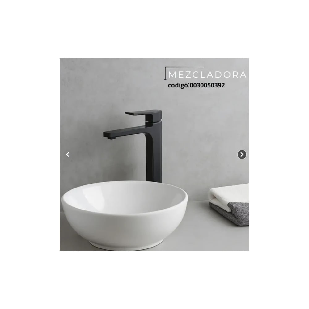 MEZCLADORA MONOCOMANDO DE LAVATORIO ALTO NEGRO TORINO BRONCE NEGRO