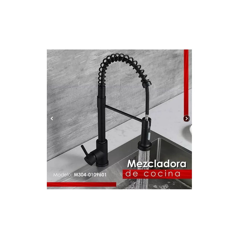 MEZCLADORA DE COCINA RESORTE EXTRAIBLE NEGRO M304-0109601 Negro