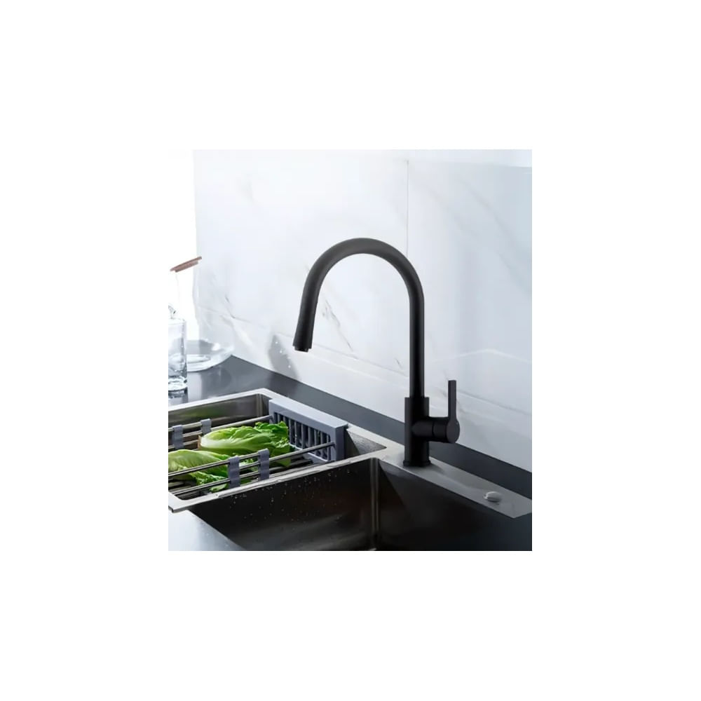 MEZCLADORA MONOCOMANDO DE COCINA AL MUEBLE NEGRO EXTRAIBLE Negro