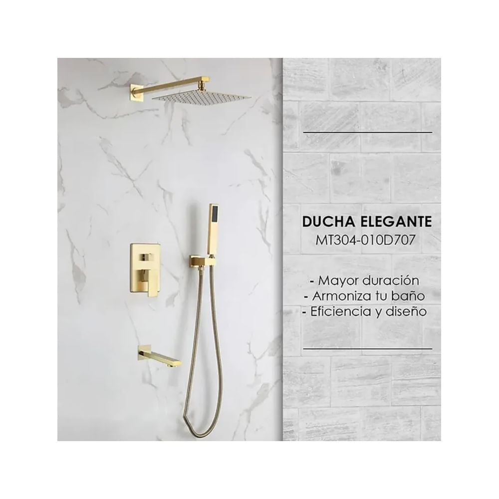 MEZCLADORA DE DUCHA Y TINA DORADO CUADRADO MT304-010D707 Dorado