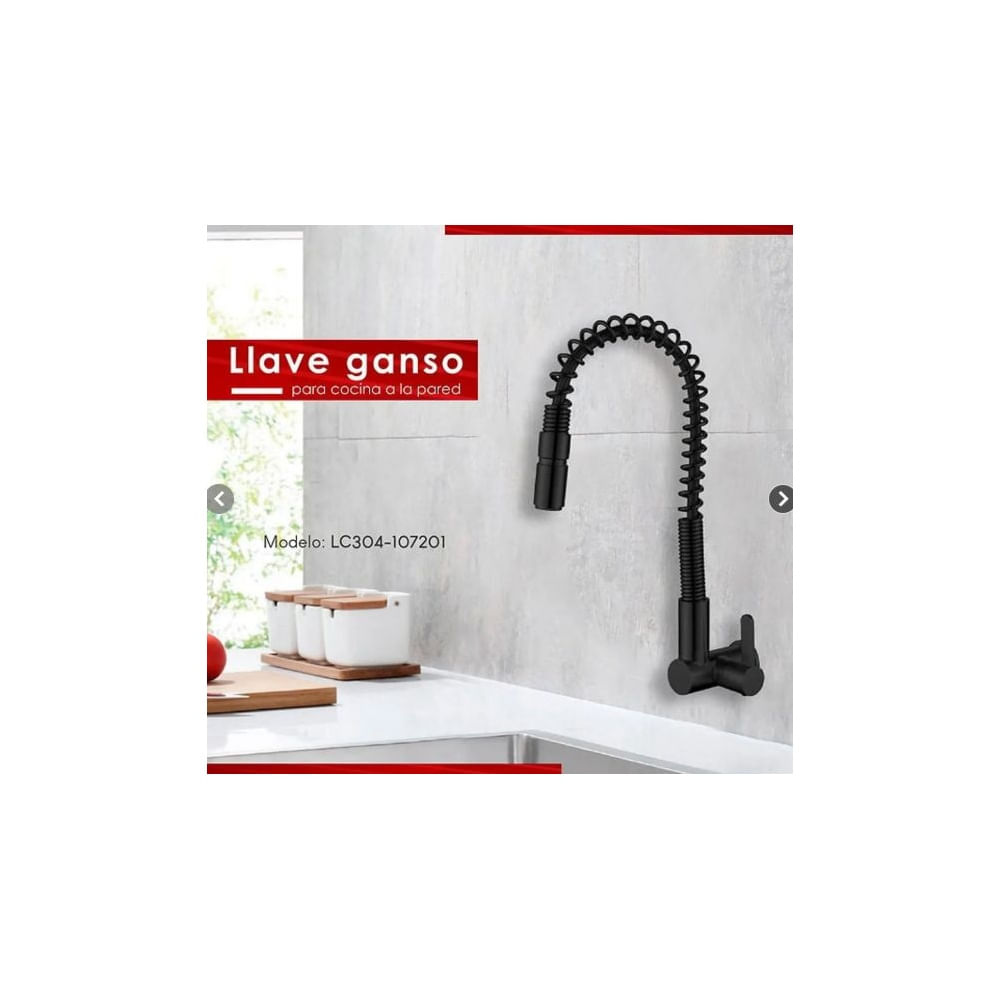 LLAVE DE COCINA RESORTE NEGRO MUEBLE LC304-107501 Negro