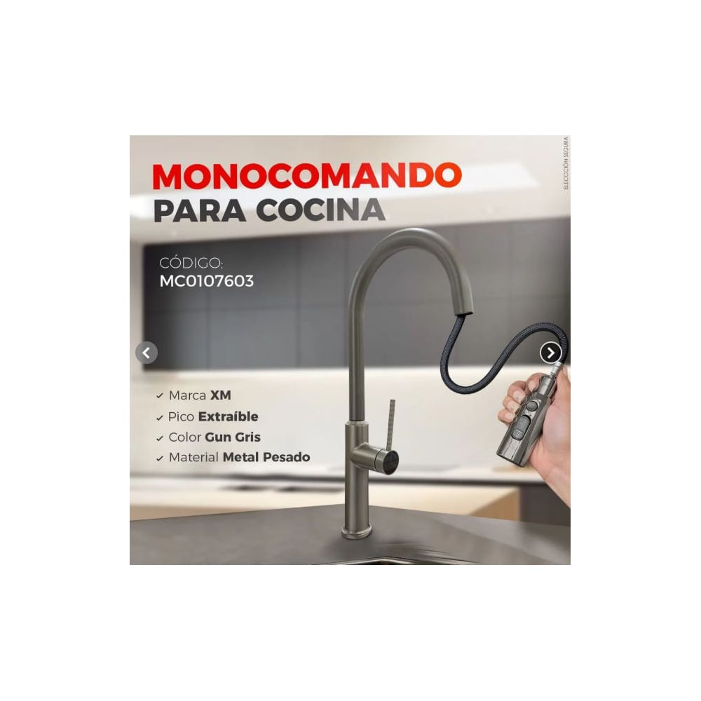 MEZCLADORA DE COCINA EXTRAIBLE AL MUEBLE GRIS MC0107603 Gris