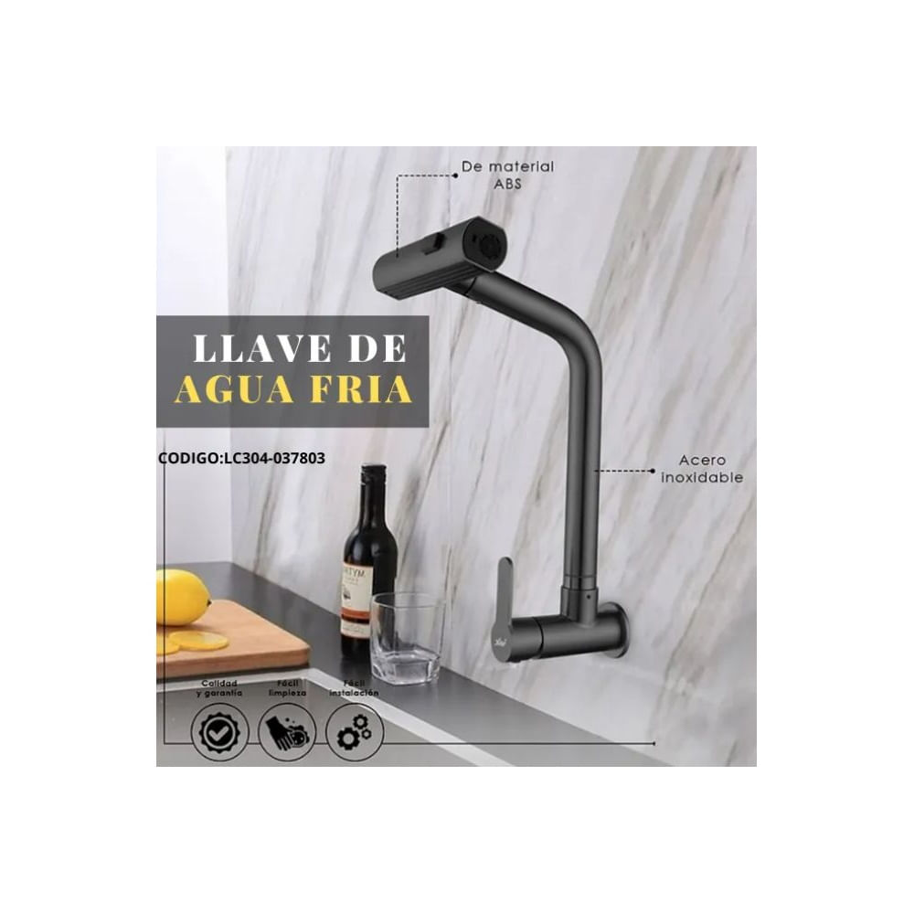 LLAVE DE COCINA PLOMO PARED RETRACTIL LC304-037807 Gris