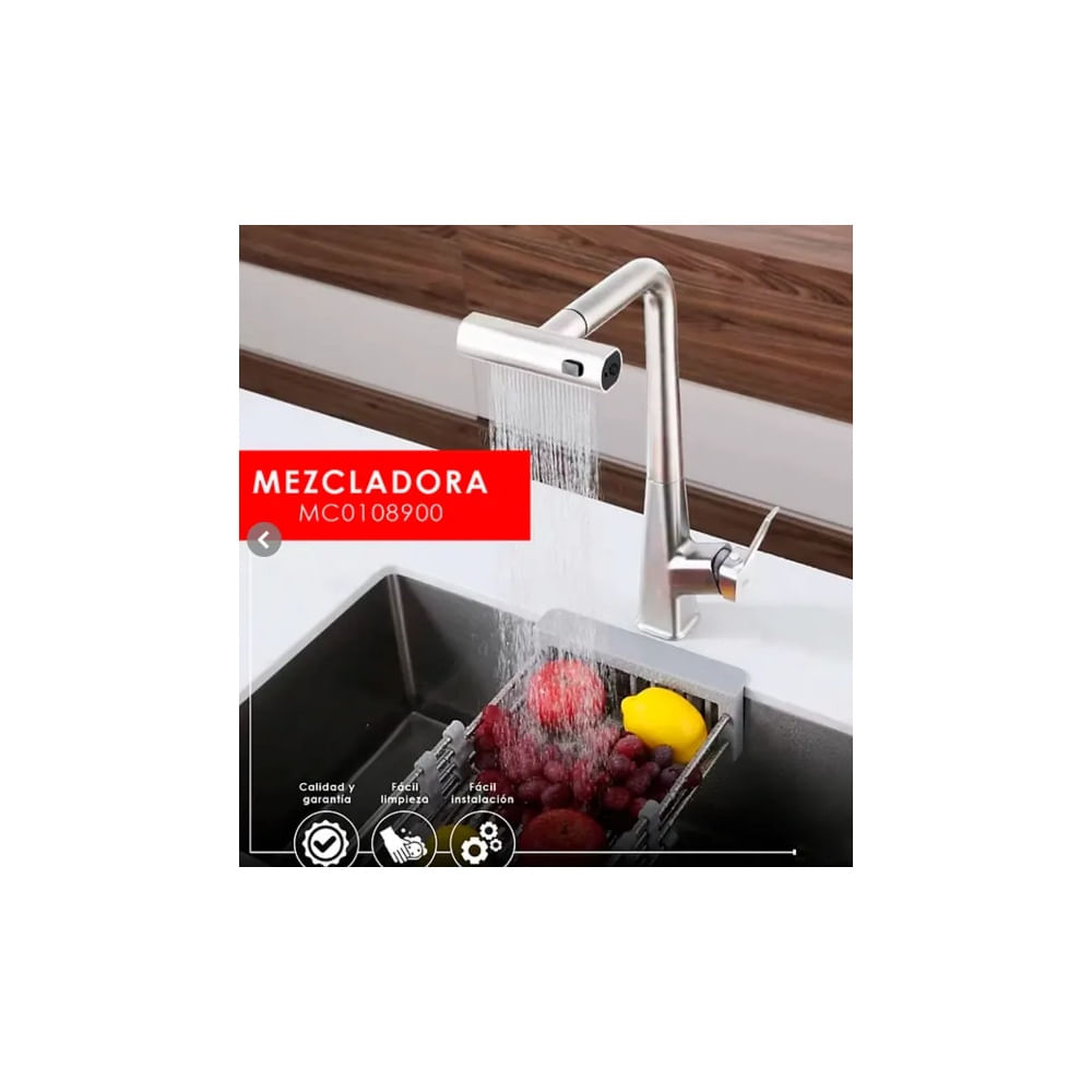 MEZCLADORA DE COCINA 3 SALIDAS SATINADO MC0108900 Acero