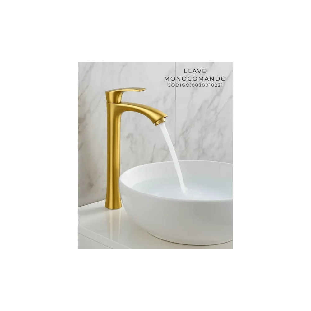 LLAVE MONOCOMANDO DE LAVATORIO ALTO ORO FLORIDA AGUA FRIA