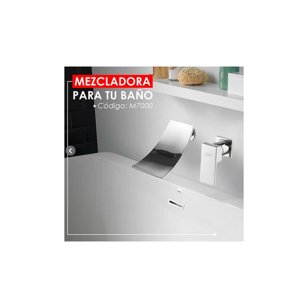 MEZCLADORA DE LAVATORIO PARED CASCADA CROMADO M7000