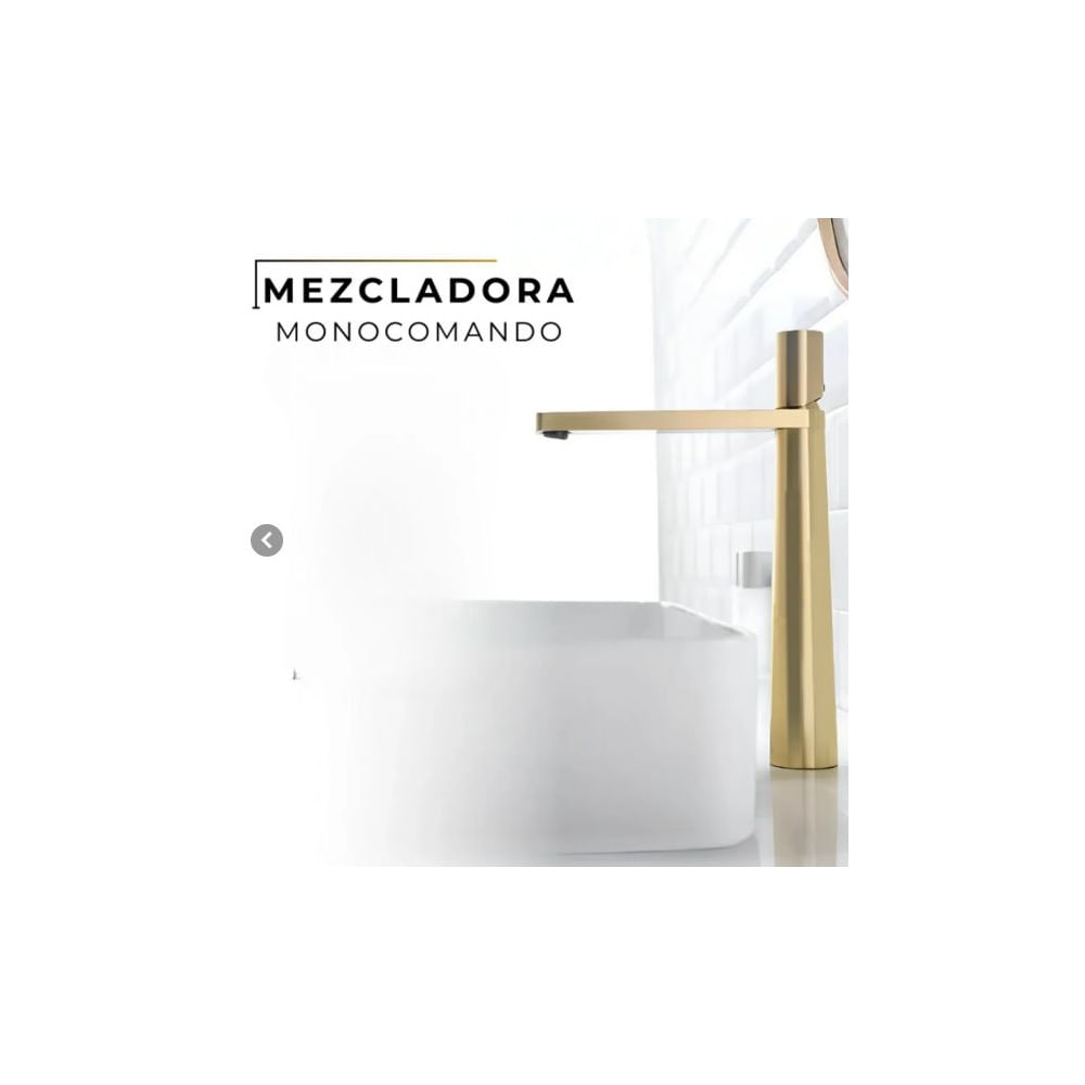 MEZCLADORA MONOCOMANDO DE LAVATORIO ALTO GESSI BRONCE DORADO