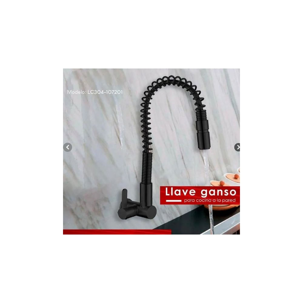 LLAVE DE COCINA NEGRO RESORTE PARED LC304-107201 Negro