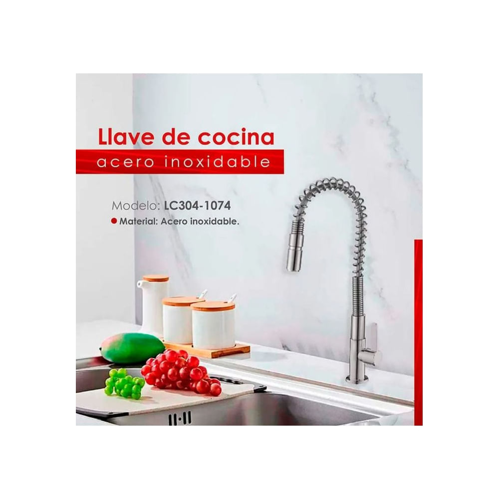 LLAVE DE COCINA RESORTE MUEBLE CROMADO LC304-1074 Cromado
