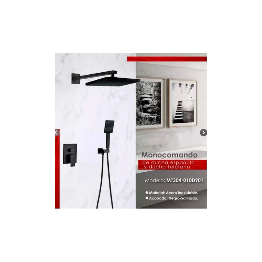 MEZCLADORA DE DUCHA TELEFONO NEGRO MT304-010D901 Negro