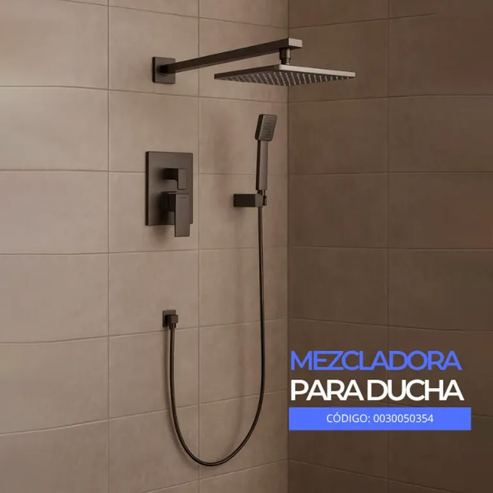 Mezcladora de Ducha y Teléfono Cuadrada Bronce Gris Satinado 6004 Sands Acero