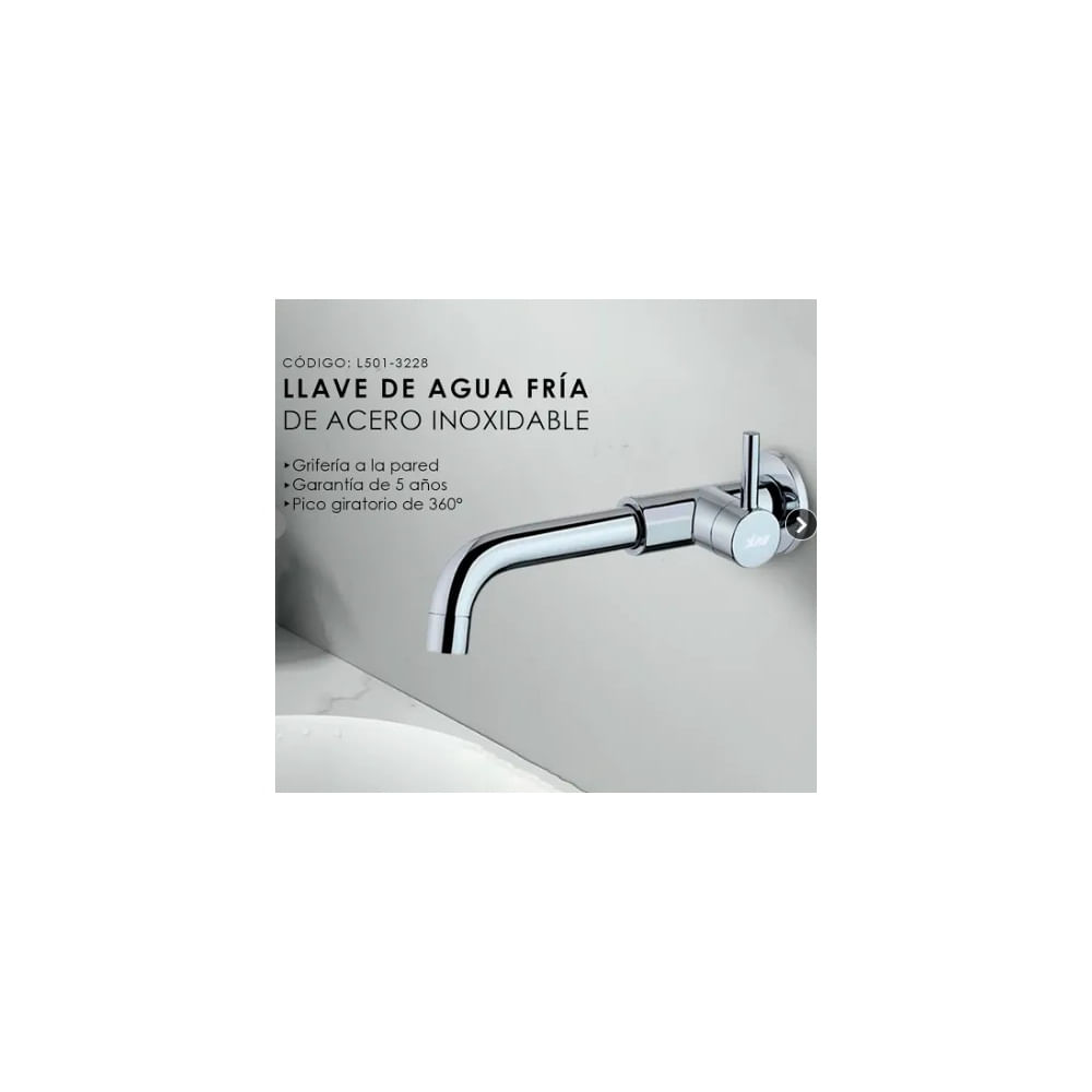 LLAVE DE LAVATORIO CROMADO PARED ALETA L501-3228