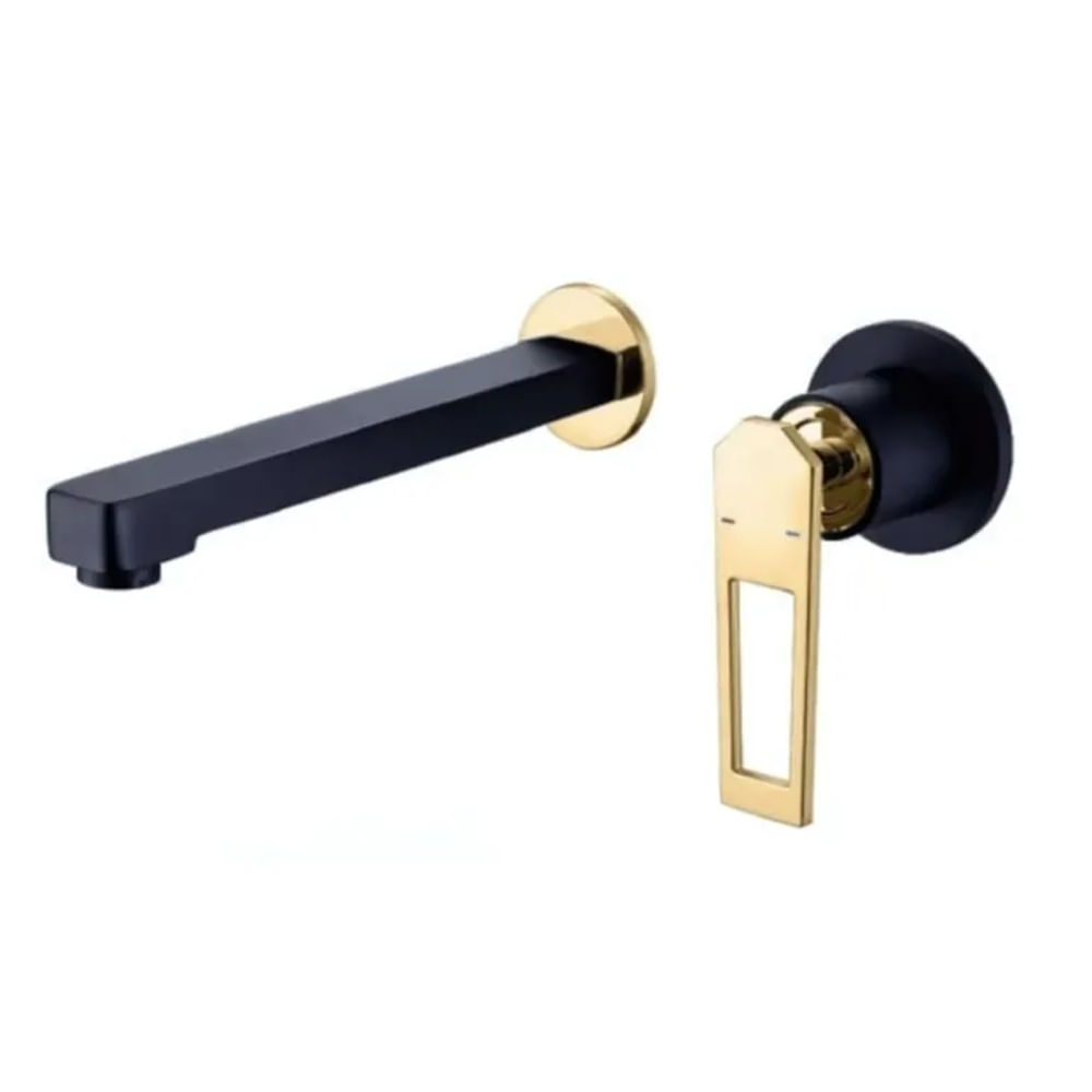 Mezcladora Empotrada para Lavamanos Negro Mate con Detalles Dorados - 0030050411 Negro