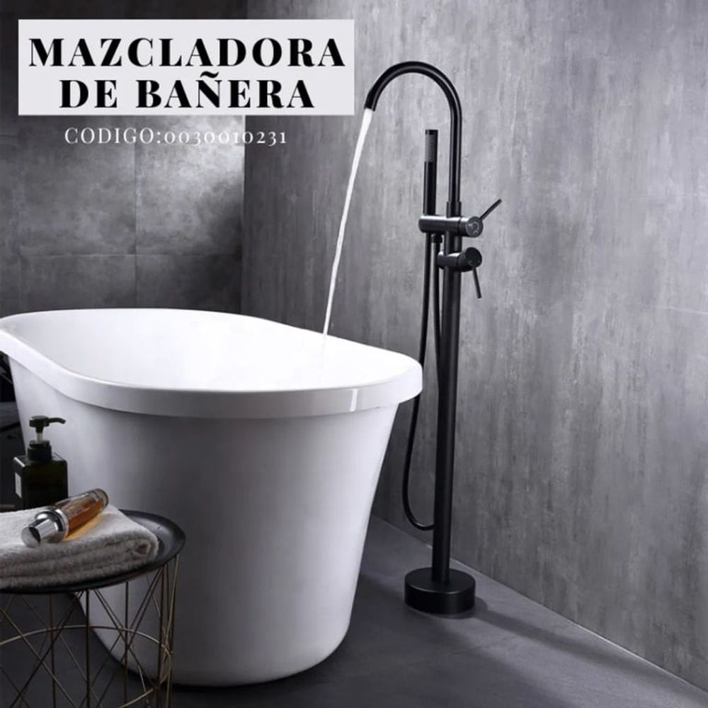 Mezcladora de Bañera con Mini Ducha Teléfono Negro Bronce SRT de Piso Negro