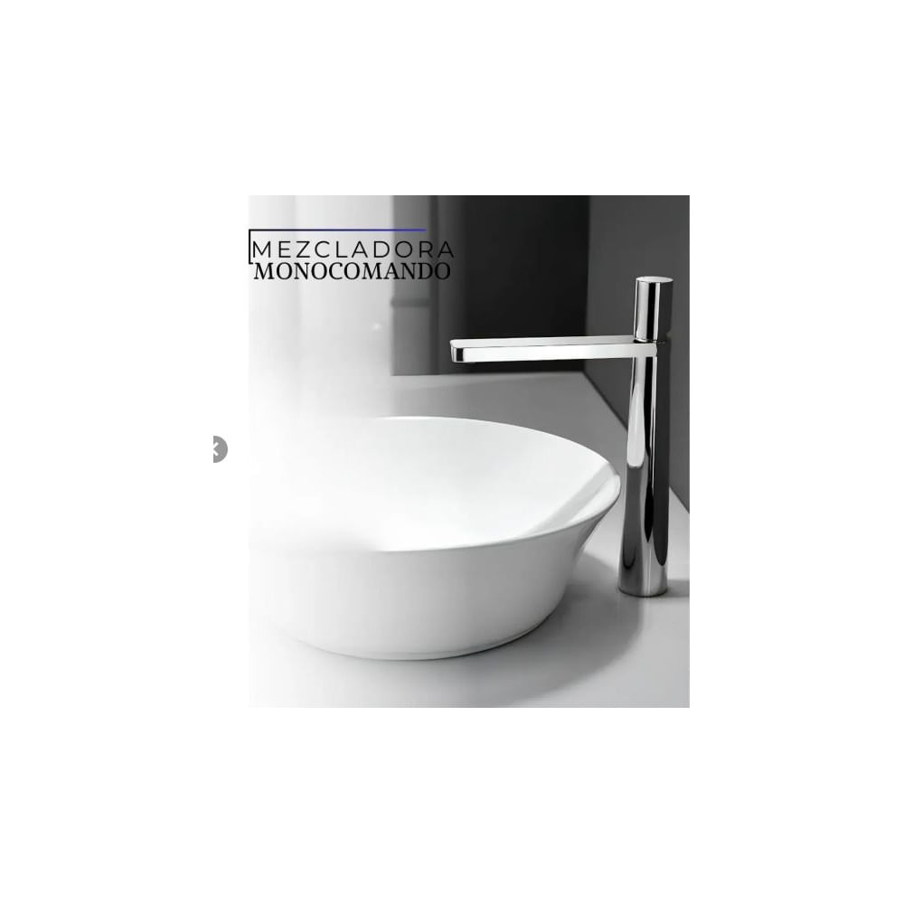 MEZCLADORA MONOCOMANDO DE LAVATORIO ALTO GESSI BRONCE CROMADO