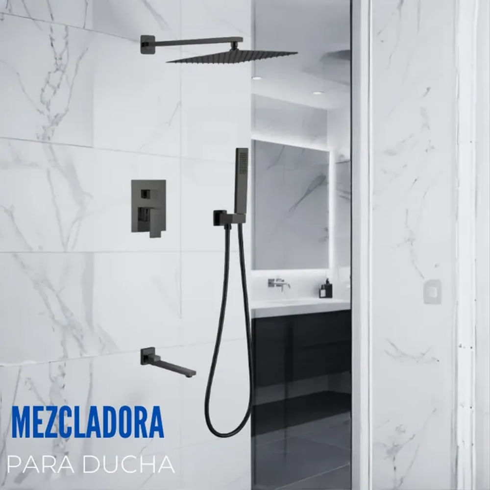 Mezcladora para Baño y Tina Cuadrada Negro FB024T Sands Bronce Empotrable Negro