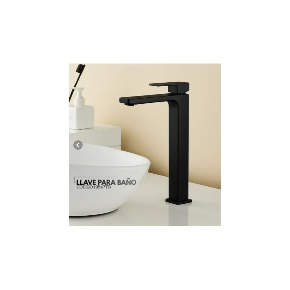 LLAVE PARA LAVATORIO ALTO NEGRO CON ROSCA PENAROL