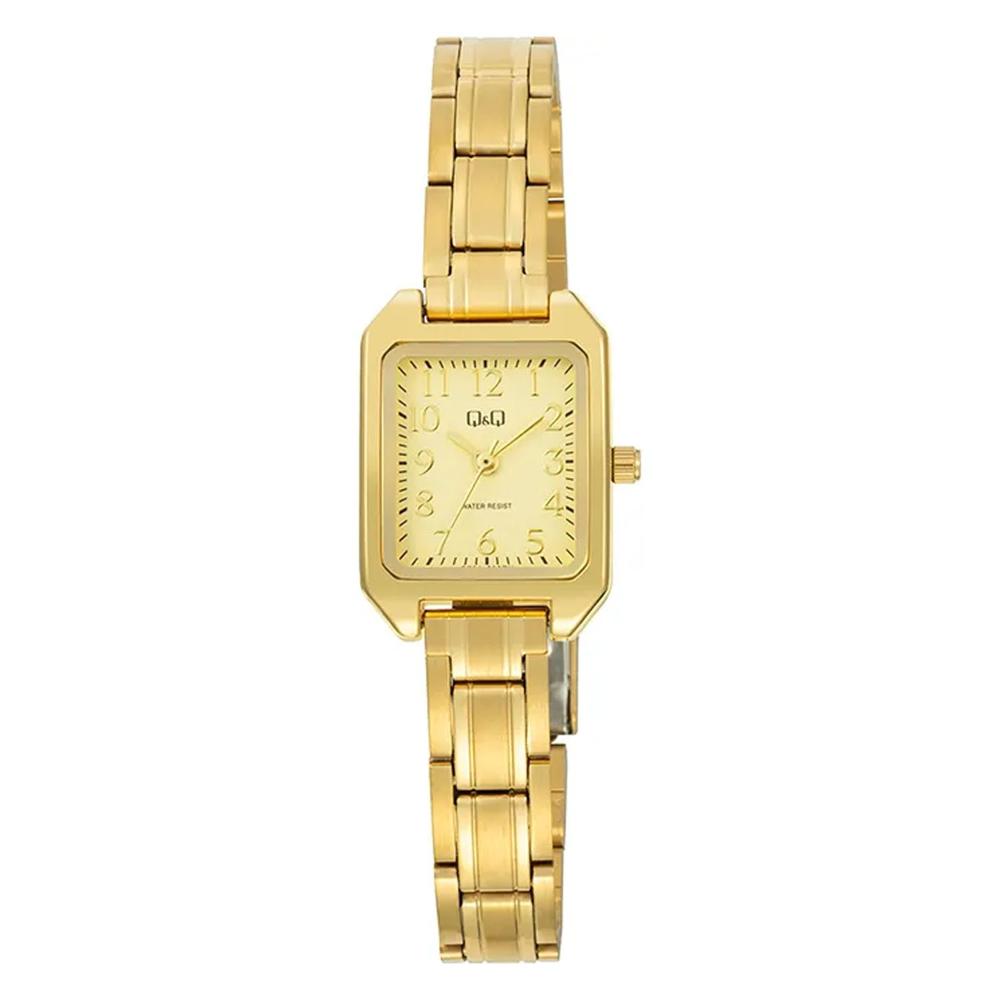 Reloj QyQ Mujer Dorado Rectangular Analógico Brazalete Metálico