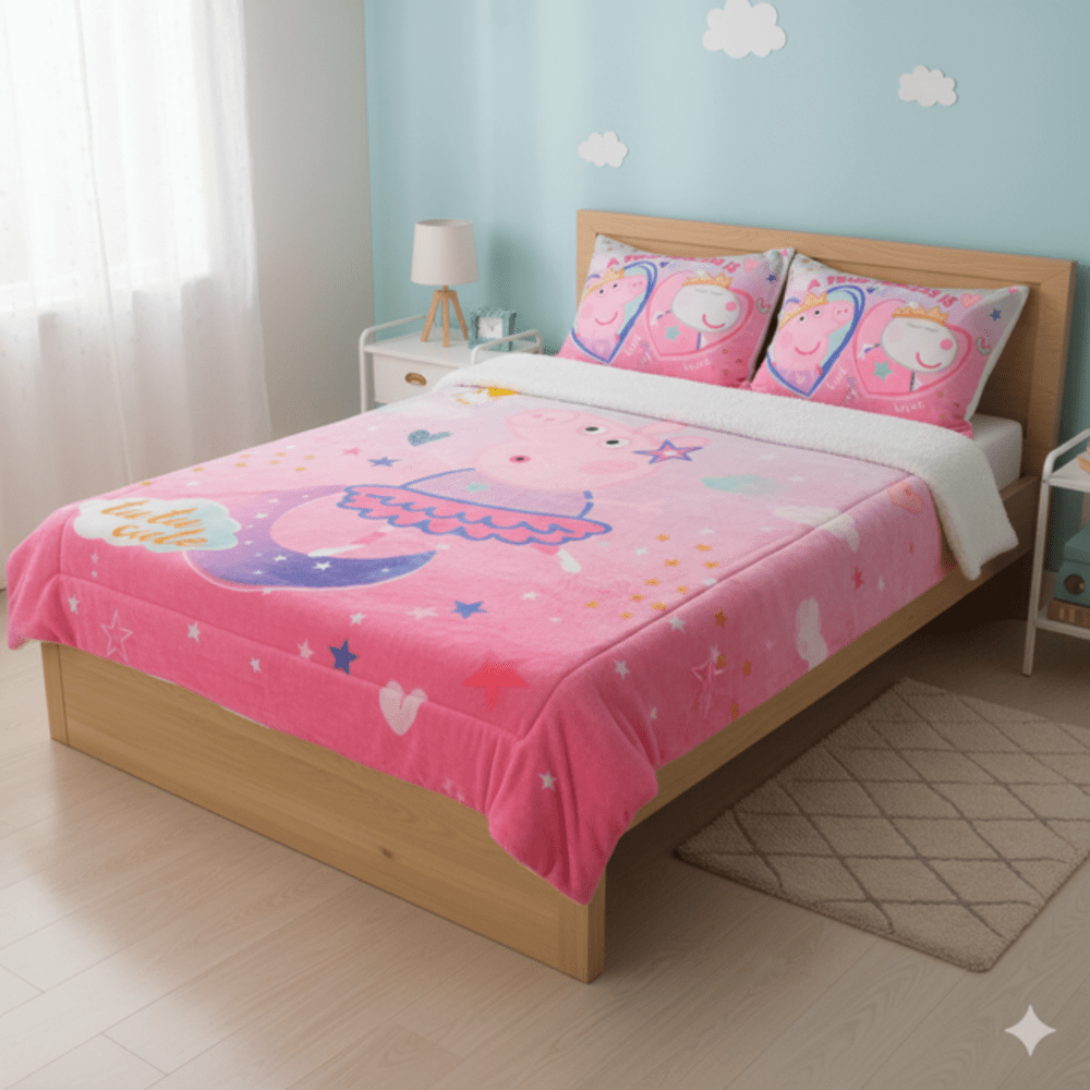 Edredon flannel niña reverso sherpa con funda sham