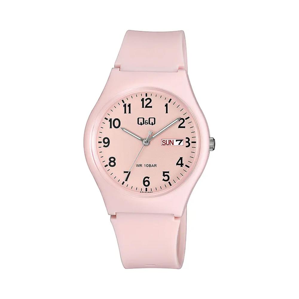 Reloj QyQ Mujer Rosa Deportivo Analógico con Fecha Resistente al Agua 10 ATM