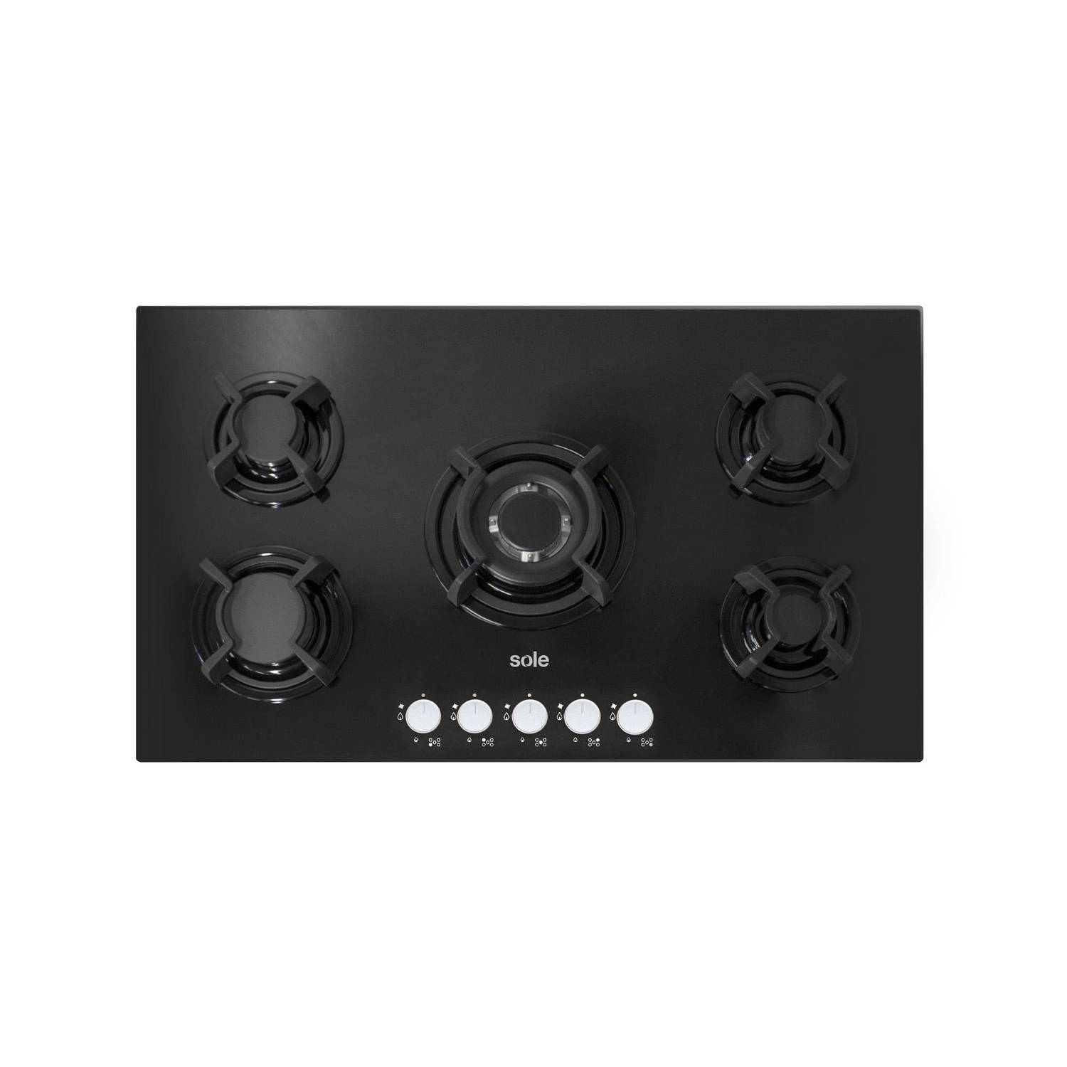 Cocina Empotrable A Gas Sole Solco033 Negro 86cm 5 Hornillas