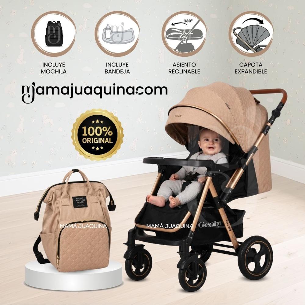Coche Cuna de Lujo GEOBY con Mochila Beige
