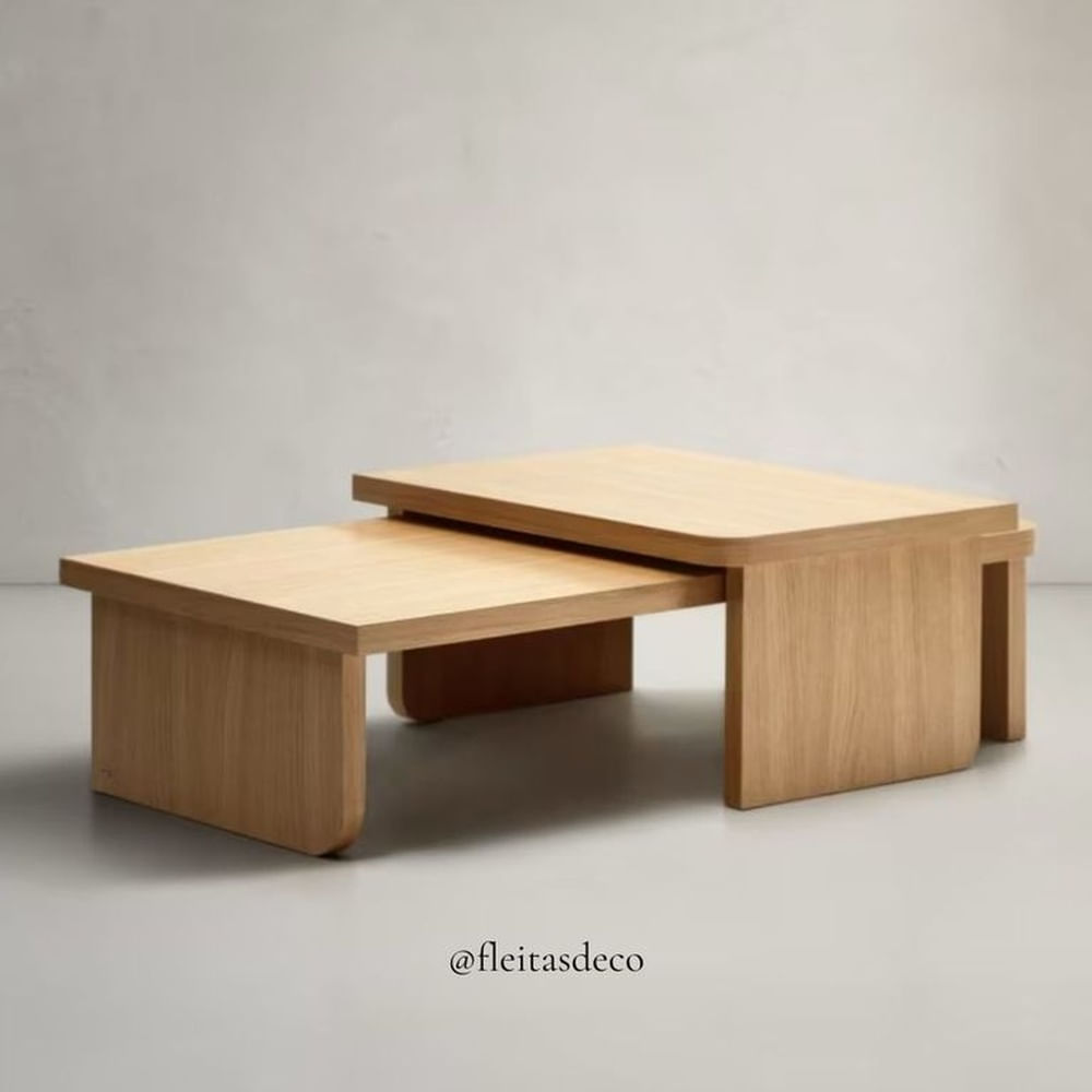 MESA DE CENTRO GAUCHA DE MDF ENCHAPADO Beige