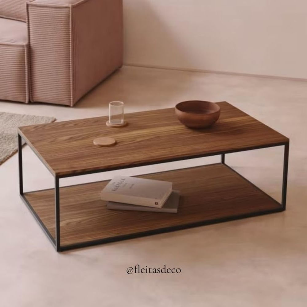 MESA DE CENTRO GAROTA DE MDF ENCHAPADO Marrón