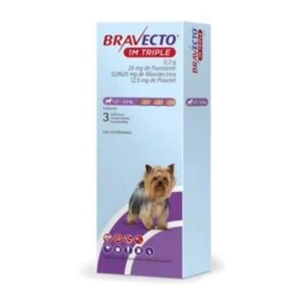 Bravecto 1M TRIPLE 25MG 1.7 a 2.5 Kg x 3 tab