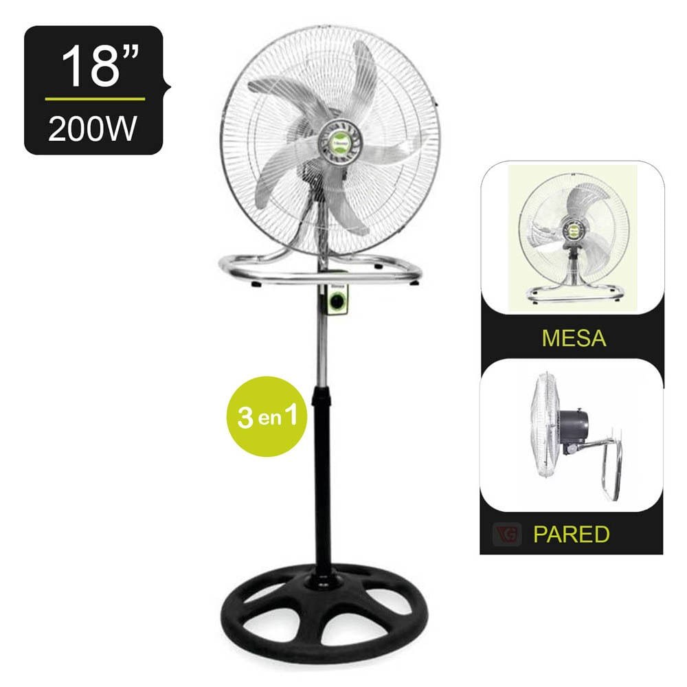 Ventilador Pedestal 3 en 1 de 18 Bossko BK-8219VI 200 W