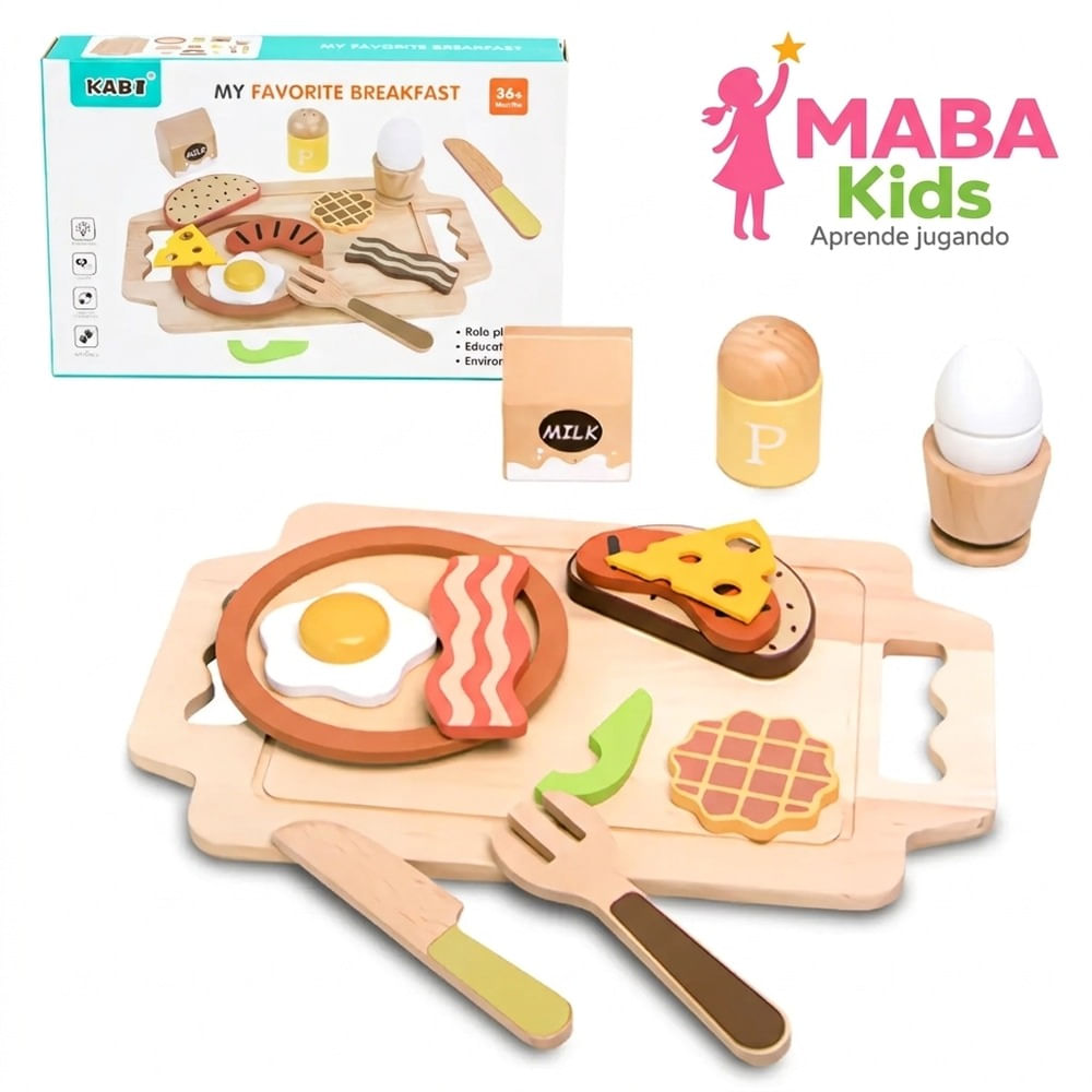 Mi Primer Desayuno - Set Didáctico de Madera Montessori