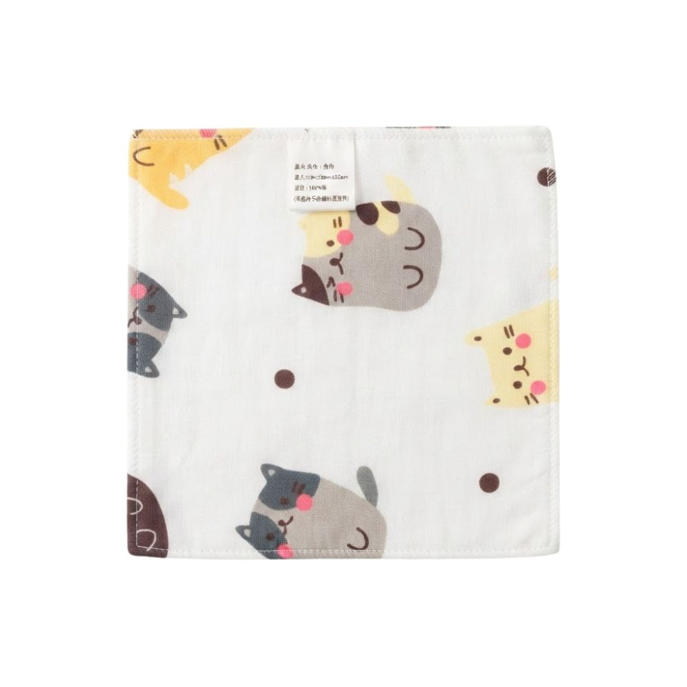 Babero Bandana de Algodón Suave Blanco para Bebés Diseño de Gatitos Kawaii
