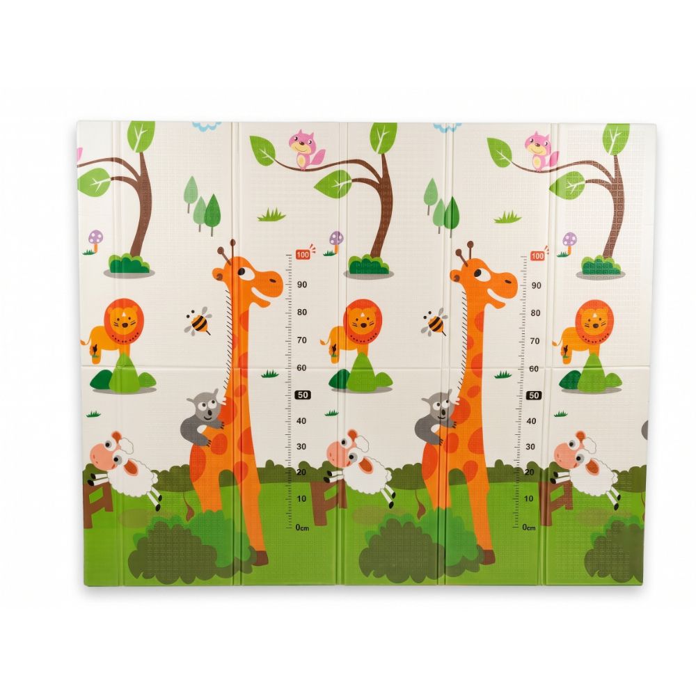Piso Plegable de Bebé Tapete Reversible de Safari y Pista Urbana 2 m x 1.8 m x 1 cm