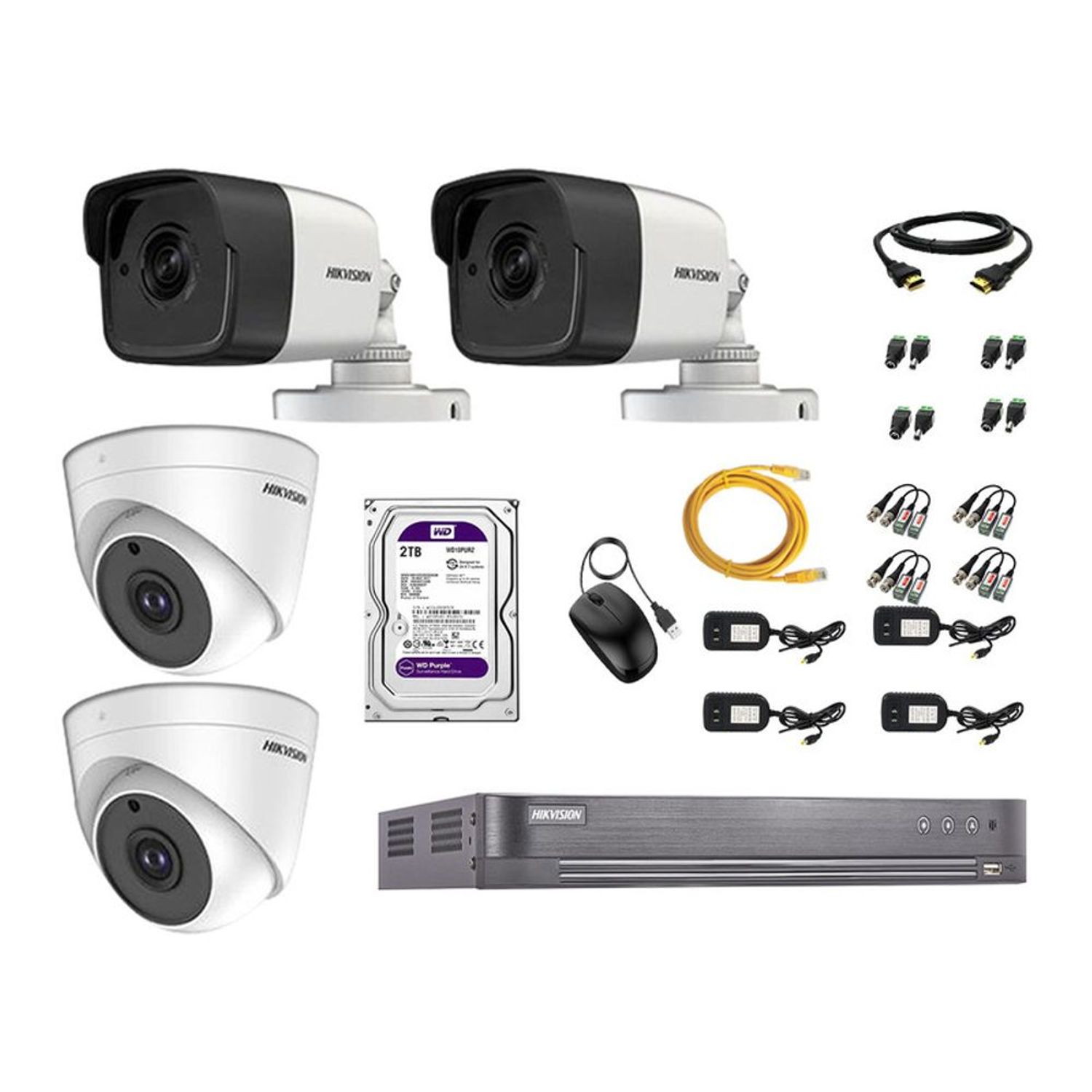 Kit 4 Cámaras De Seguridad Hikvision 5Mp 2 Cámaras Con Audio ...