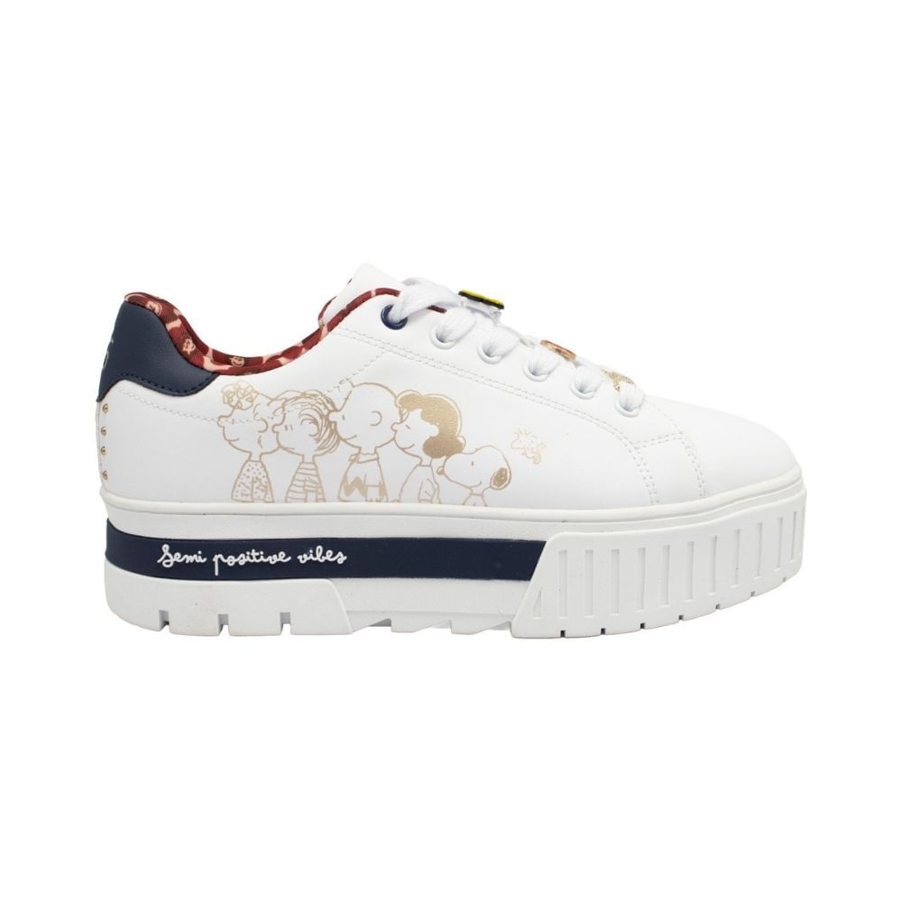 Zapatilla Mujer Casual Snoopy Blanco Azul 35