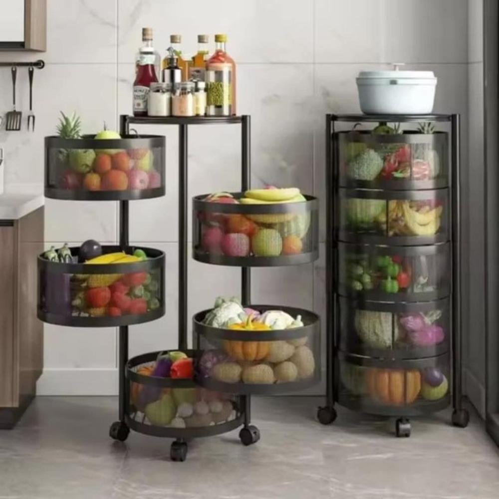 Verdulero Carrito Cocina Giratorio Organizador de 5 Niveles con Ruedas