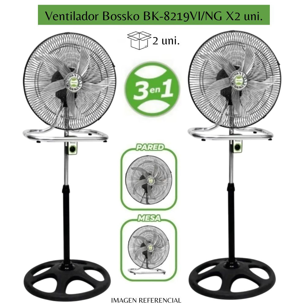 Ventilador Bossko De 5 Aspas 3 En 1 De 18 X2Unidades BK-8219-NG - NEGRO