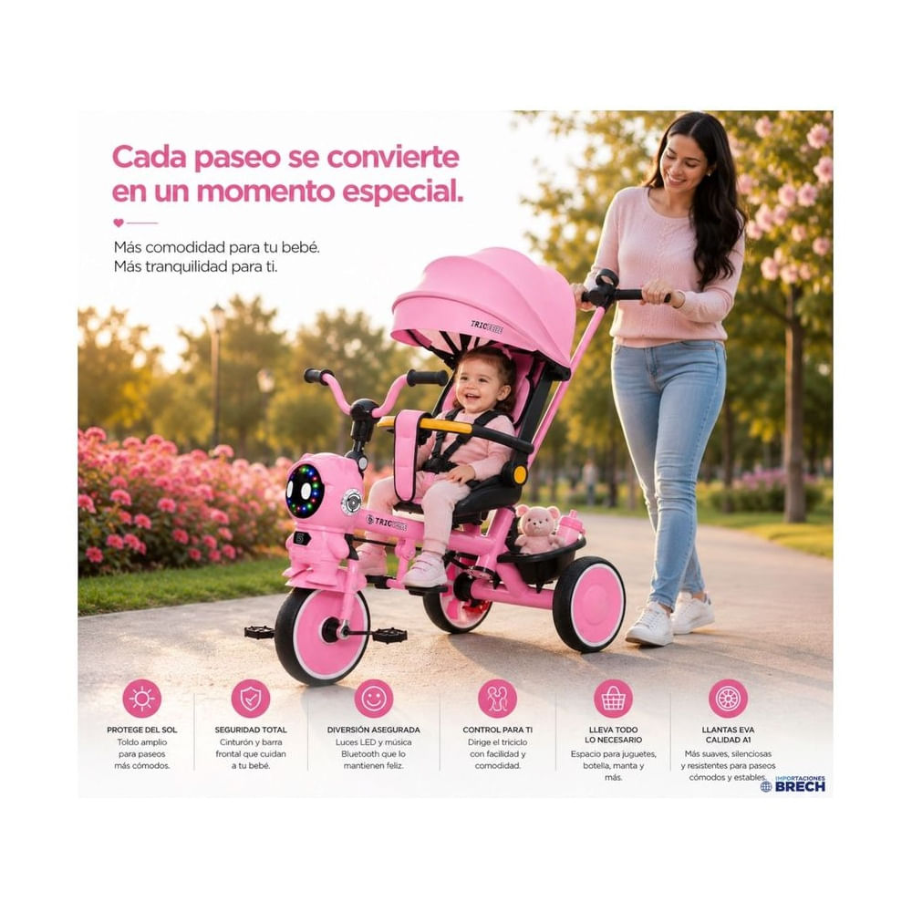 Coche Astronauta para Bebé Giratorio Reclinable Multifuncional Premium 2026 Rosa