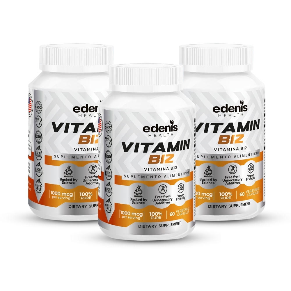 Pack 3 Vitaminas B12 Edenis Health 60 Cápsulas