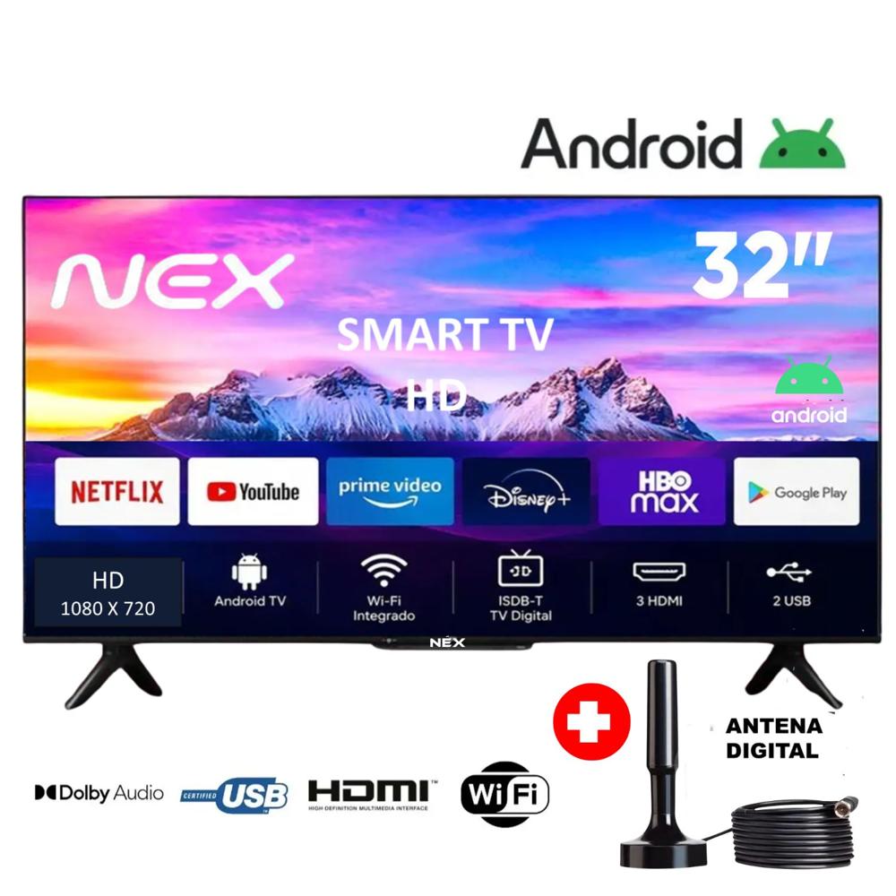 Televisor NEX 32 Pulgadas HD Smart TV Android 14 TVLED32S  MAS Antena Digital