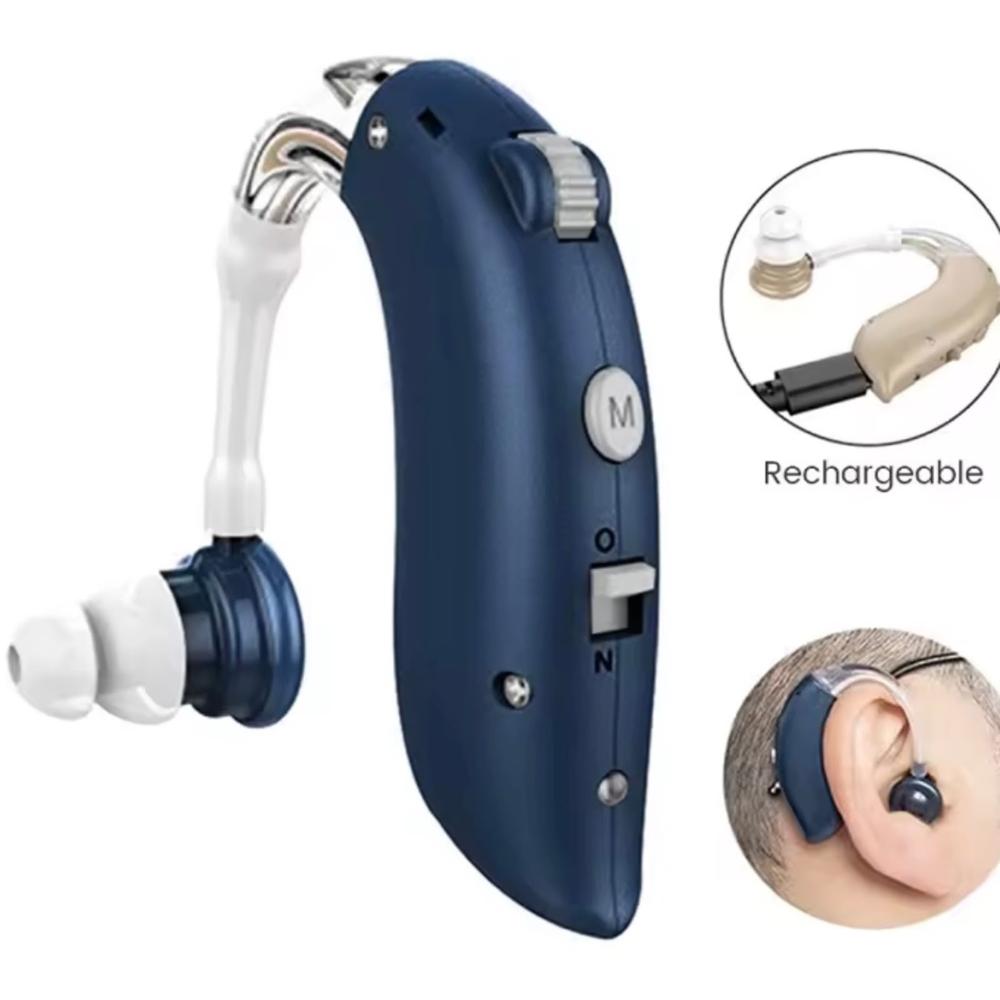 AURICULAR AUDIFONO AMPLIFICADOR SORDERA  sordo RECARGABLE AZUL 72 HORAS