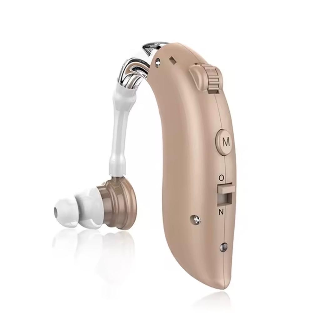 AUDIFONO AURICULAR PARA SORDERA SORDO RECARGABLE COLOR BEIGE 72 H