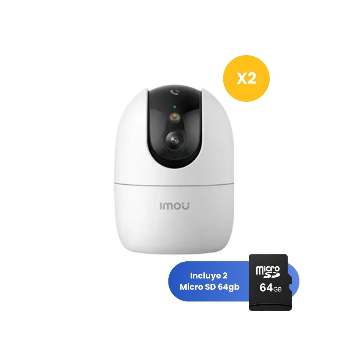 Kit de 2 Cámara de seguridad Wifi IMOU Ranger 2 Pro 2K3MP - Micro SD 64GB interior Vision Nocturna