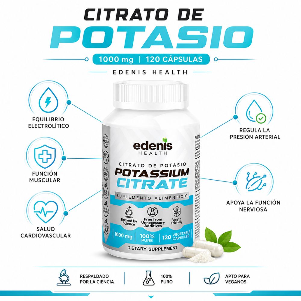 CITRATO DE POTASIO 120 CÁPSULAS EDENIS HEALTH