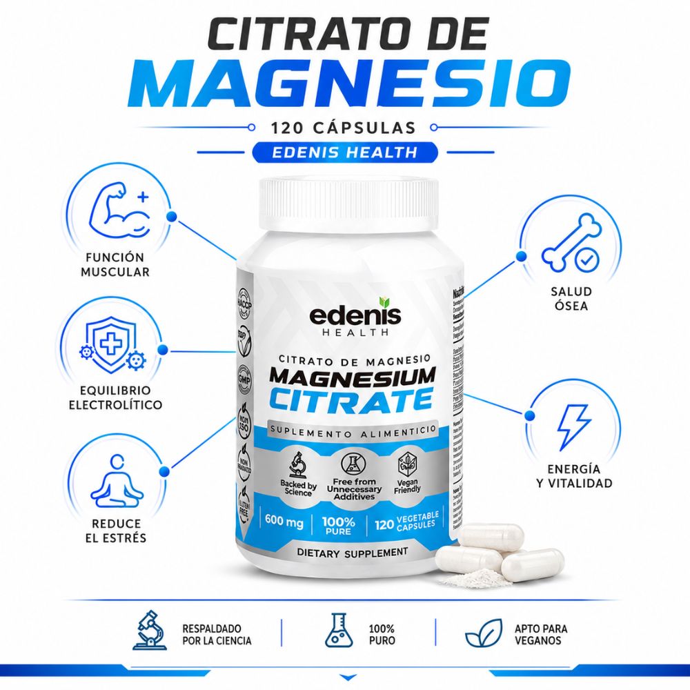CITRATO DE MAGNESIO 120 CÁPSULAS EDENIS HEALTH